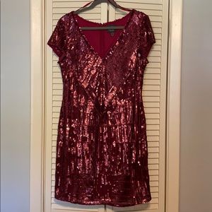 Maroon Sequined Black-Tie Dress